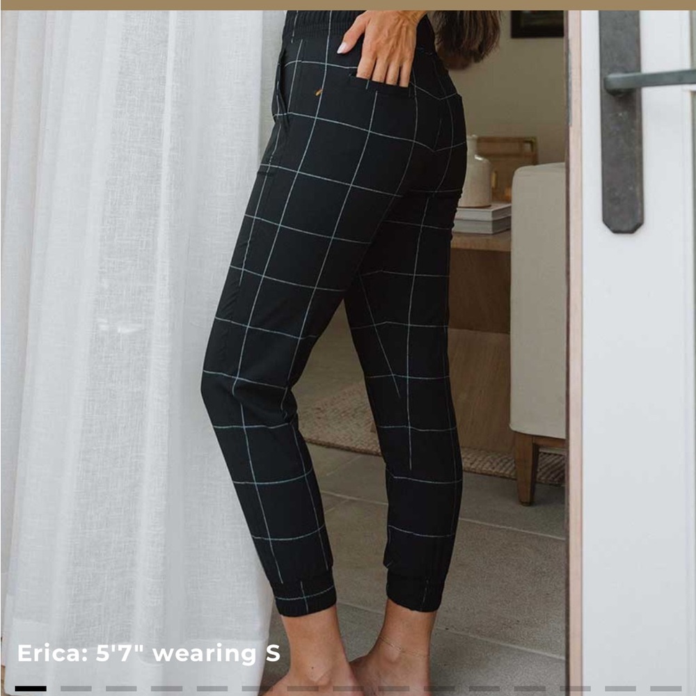 This is a pair of Albion Fit Destination Joggers in the Black Windowpane
